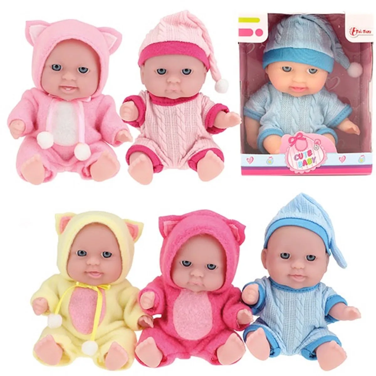 Babypop Met Kledingset 14 Cm Lichtroze fra Toi-Toys i Lyserød – produktbillede
