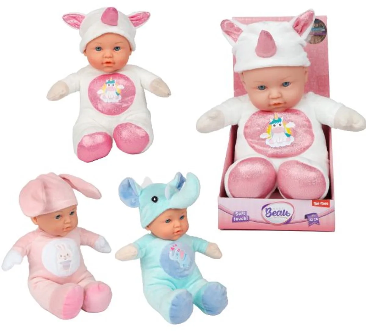 babypop zachte knuffelpop dierenpakje 31 cm speelgoed. fra Toi-Toys i Flerfarvet – produktbillede