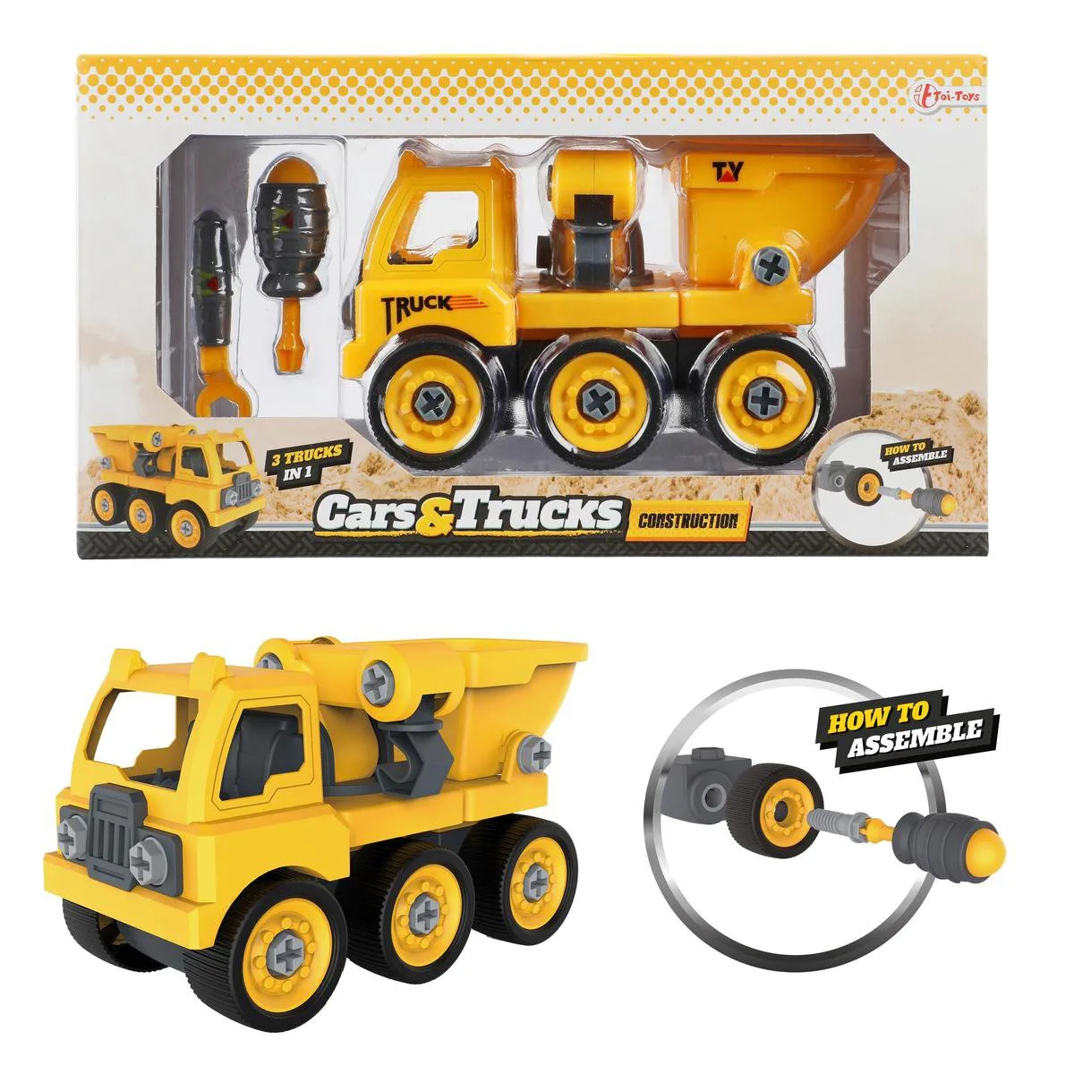 Cars&trucks 3 In 1 Diy Jongens de Toi-Toys en Jaune – photo du produit