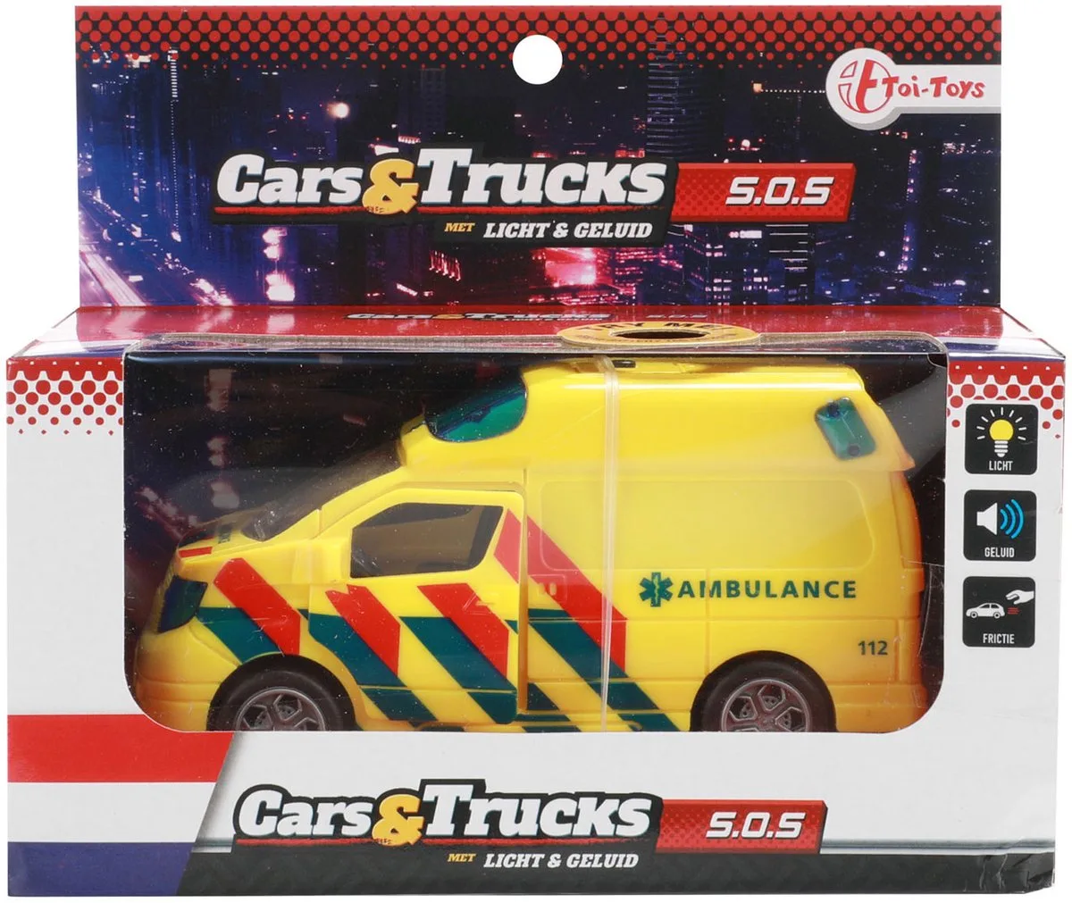 Cars & Trucks Frictie Ambulance (NL) met Licht en Geluid från Toi-Toys i Flerfärgad – produktbild