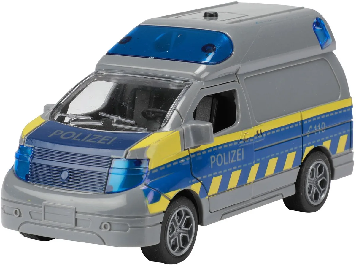 Cars & Trucks Frictie Politiebusje (DE) met Licht en Geluid från Toi-Toys i Grå – produktbild