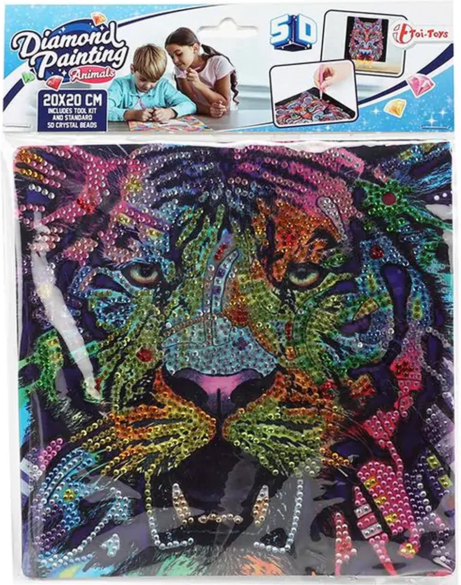 Diamond painting - Dieren - Creatief - extra glans - 20 x 20cm - complete set från Toi-Toys i Tijger – produktbild