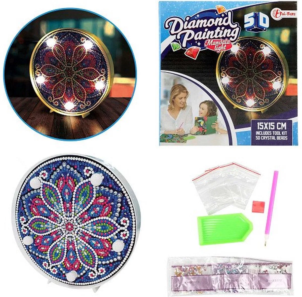Diamond Painting Lamp Mandala från Toi-Toys i Flerfärgad – produktbild