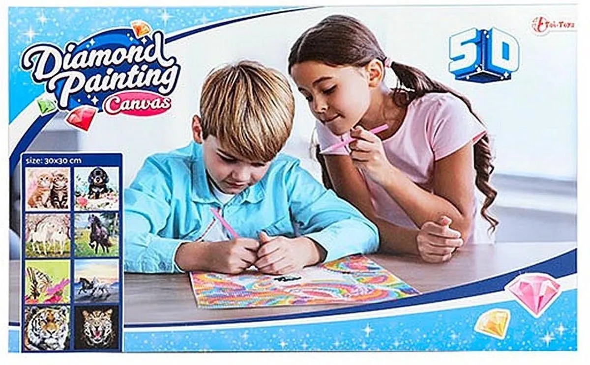 Diamond Painting Op Gespannen Canvas 30X30Cm Verschillende Kleuren van Toi-Toys in Meerkleurig – productfoto