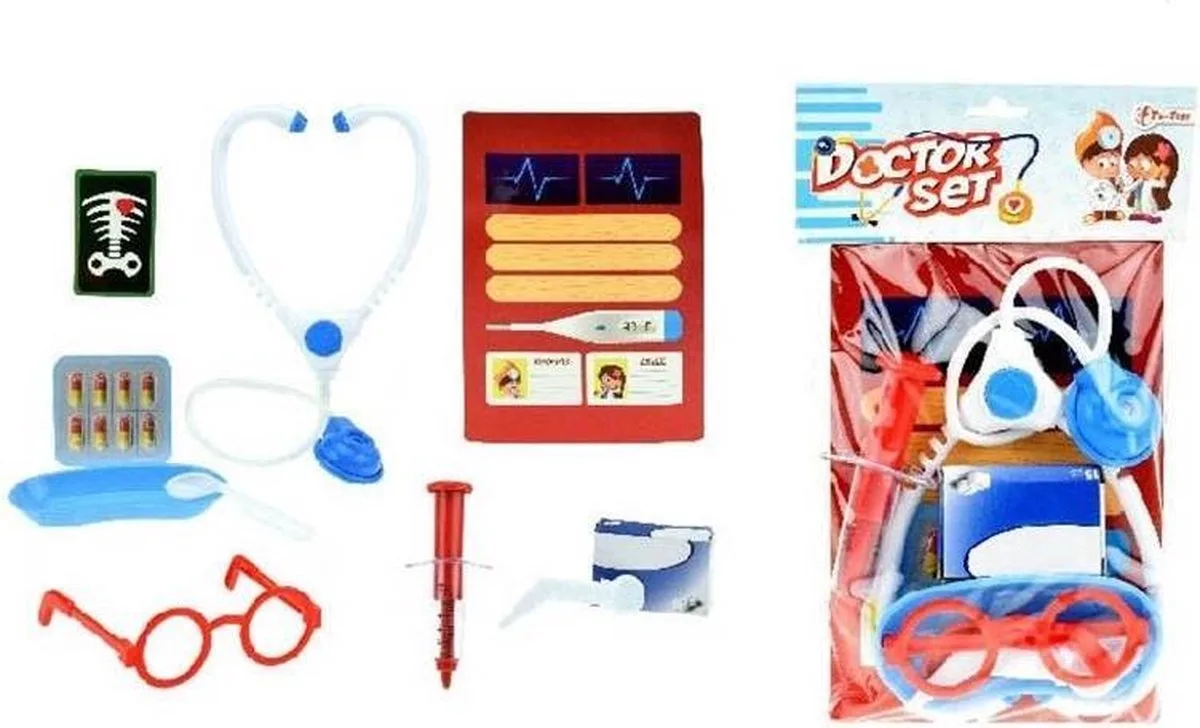 Dokterset - 9 delig de Toi-Toys en Doctor set with stethoscope syringe and acc. 2-ass – photo du produit