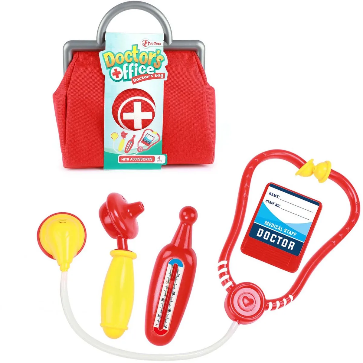 Doktersset in Roder Dokterstas, 6dlg. de Toi-Toys en Multicolore – photo du produit