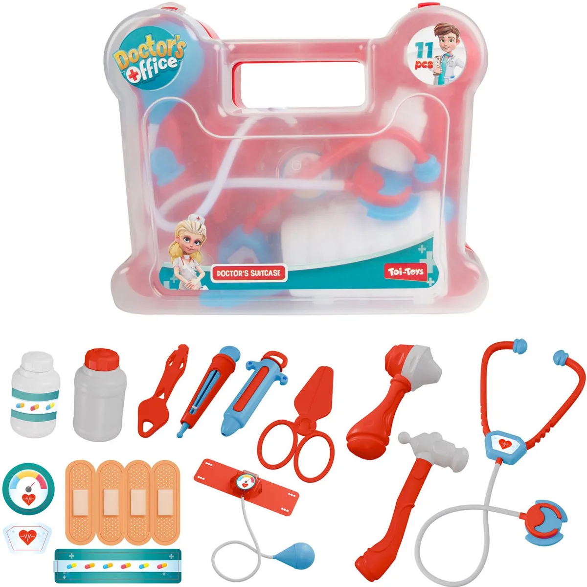Doktersset met Accessoires in Koffer - 12dlg. van Toi-Toys in Meerkleurig – productfoto