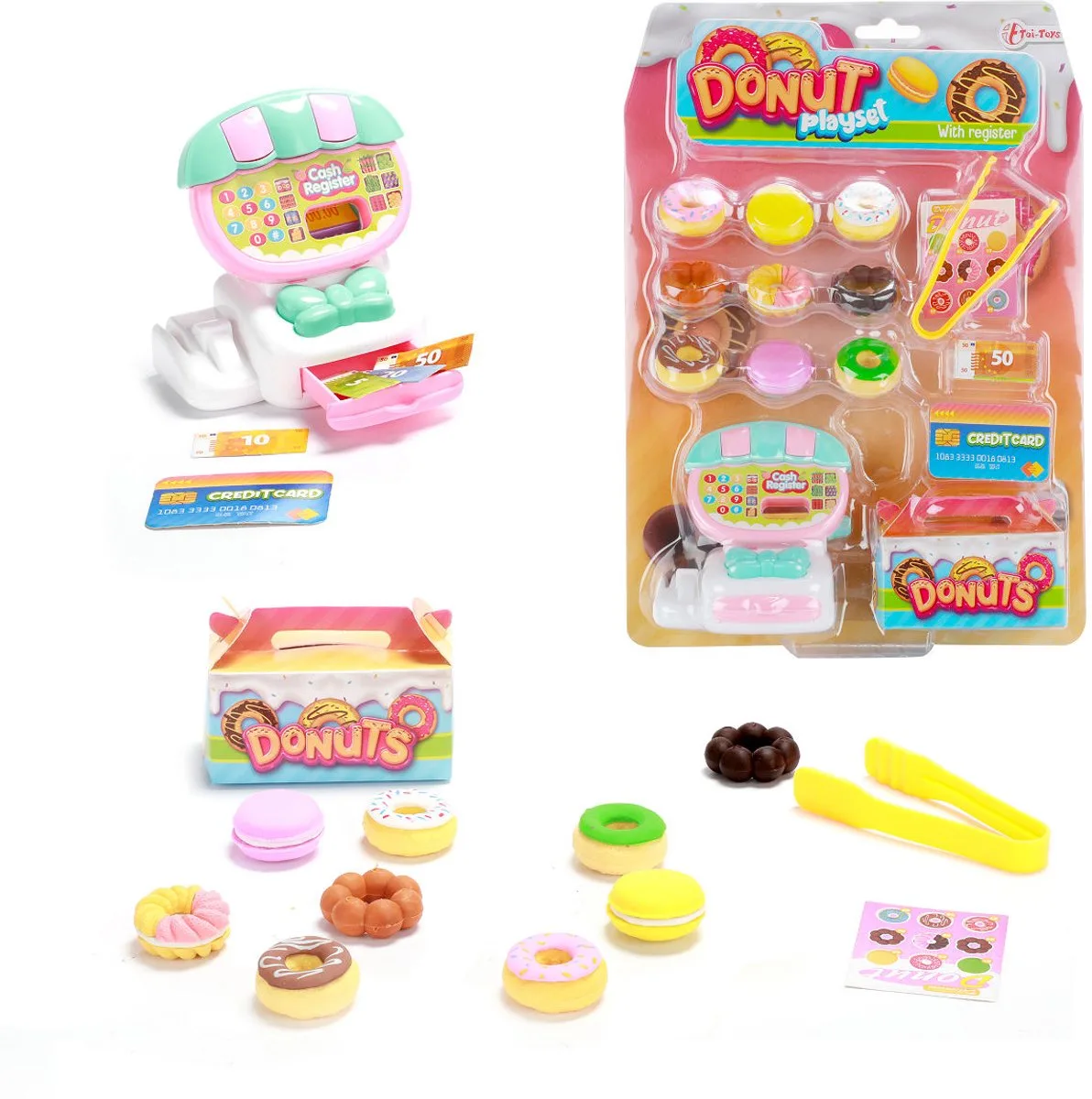 Donut speelset + kassa en tang de Toi-Toys en Multicolore – photo du produit