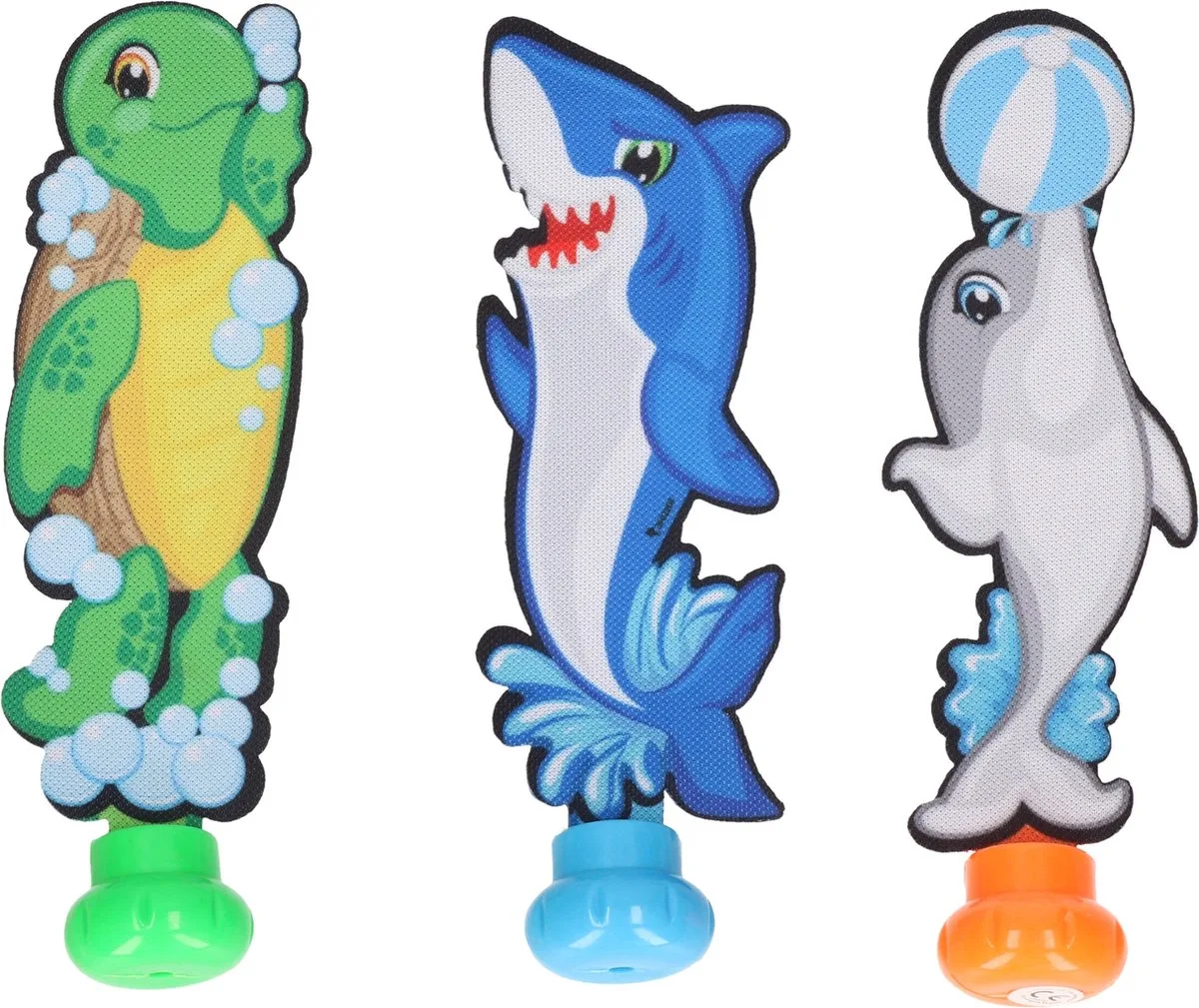 Duikspeelgoed zwembad - set van 3x - zee figuren - dolfijn/schildpad/haai - kunststof - vakantiespel fra Toi-Toys i Flerfarvet – produktbillede
