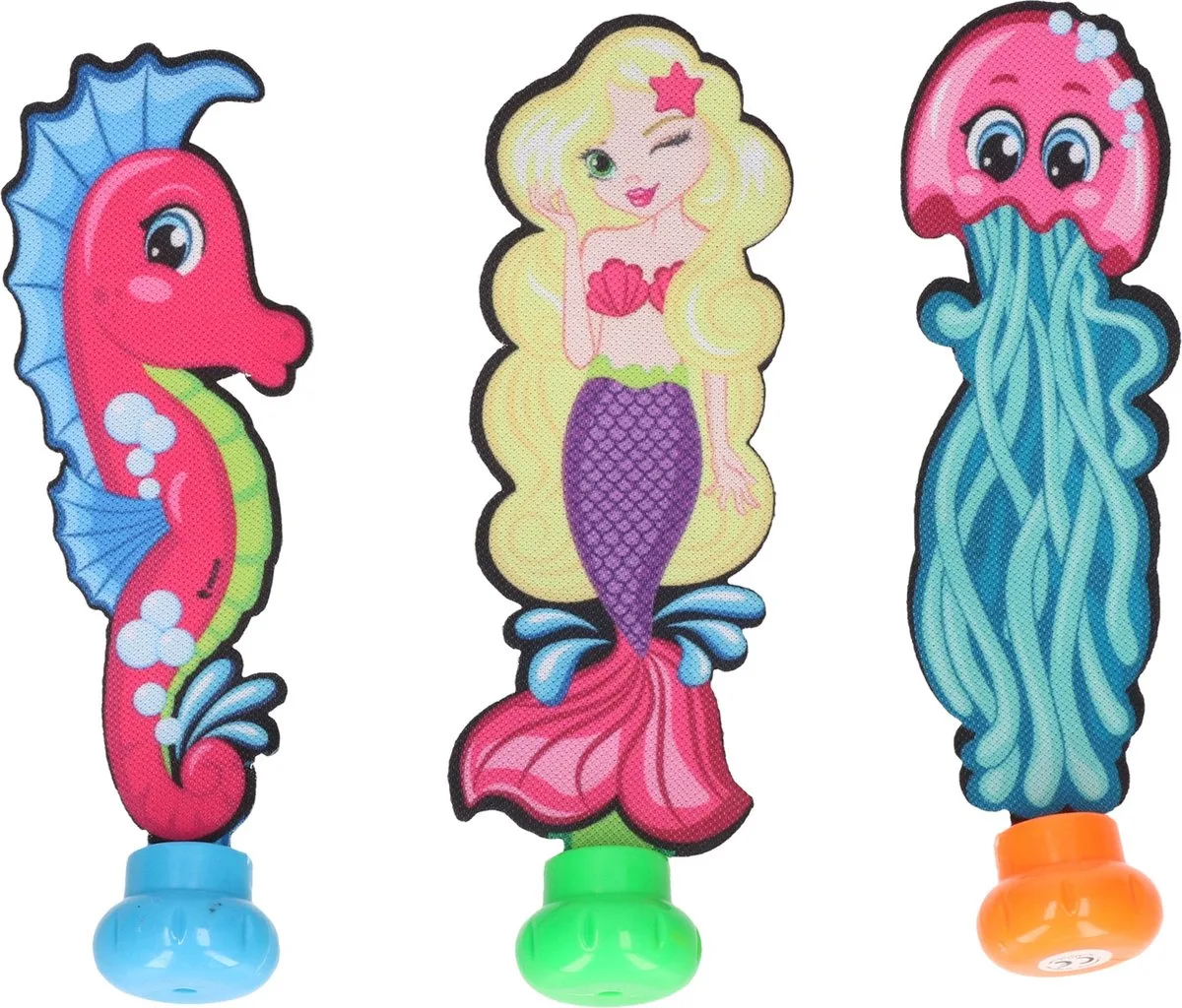 Duikspeelgoed zwembad - set van 3x - zee figuren - zeepaardje/zeemeermin/kwal - kunststof - vakantiespel från Toi-Toys i Flerfärgad – produktbild
