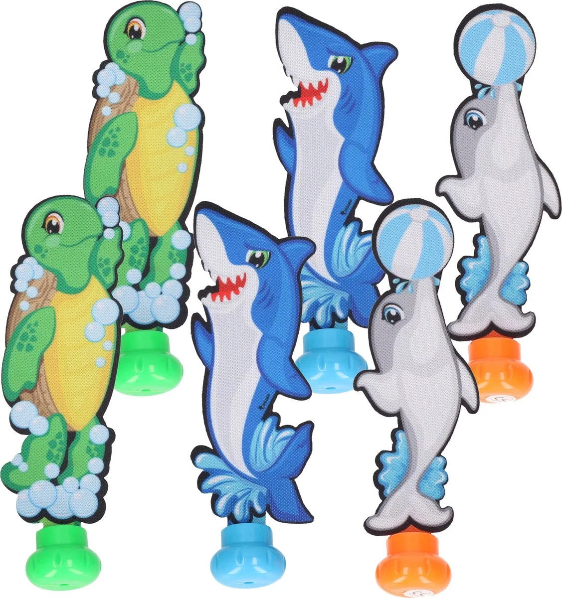Duikspeelgoed zwembad - set van 6x - zee figuren - dolfijn/schildpad/haai - kunststof - vakantiespel fra Toi-Toys i Flerfarvet – produktbillede
