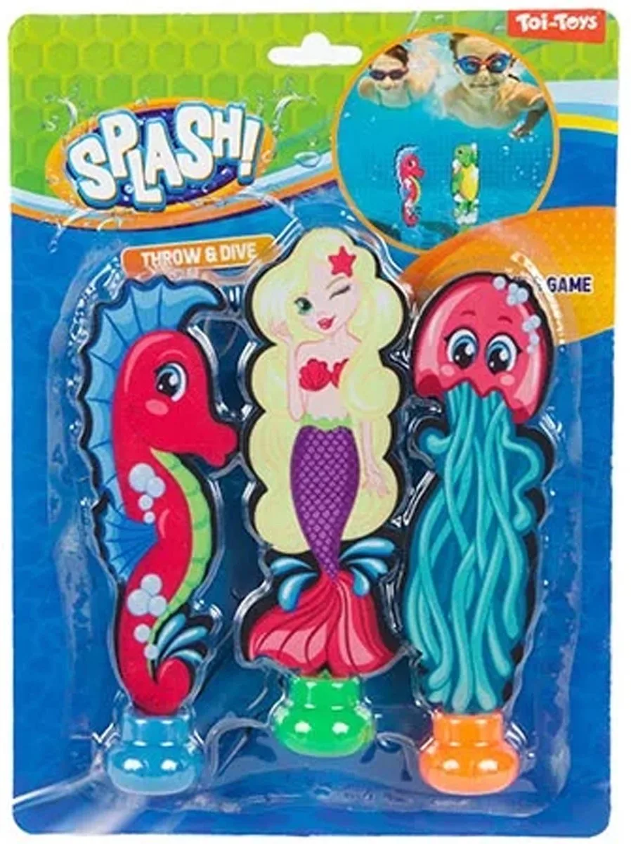 Duikspeelgoed zwembad - set van 6x - zee figuren - kunststof - vakantie speelgoed från Toi-Toys i Flerfärgad – produktbild