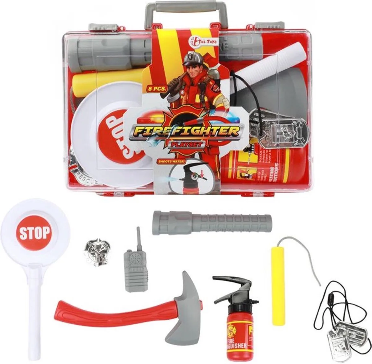 Fire Fighter Brandweerkoffer met Accessoires 25x16x6cm de Toi-Toys en Bleu – photo du produit