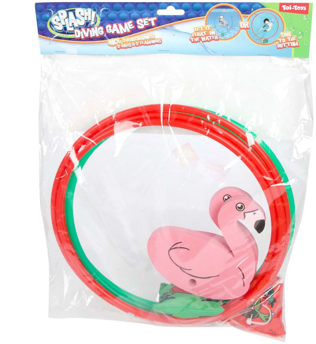 Flamingo duikringen set van 2 - kleurrijk zwembad speelgoed 80cm. de Toi-Toys en Multicolore – photo du produit