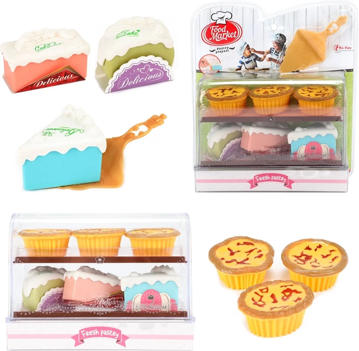 food Market |7-delig set | patisserie cake gebak taartschep | kinderkeukentje -bakkerij från Toi-Toys i Multocolor – produktbild