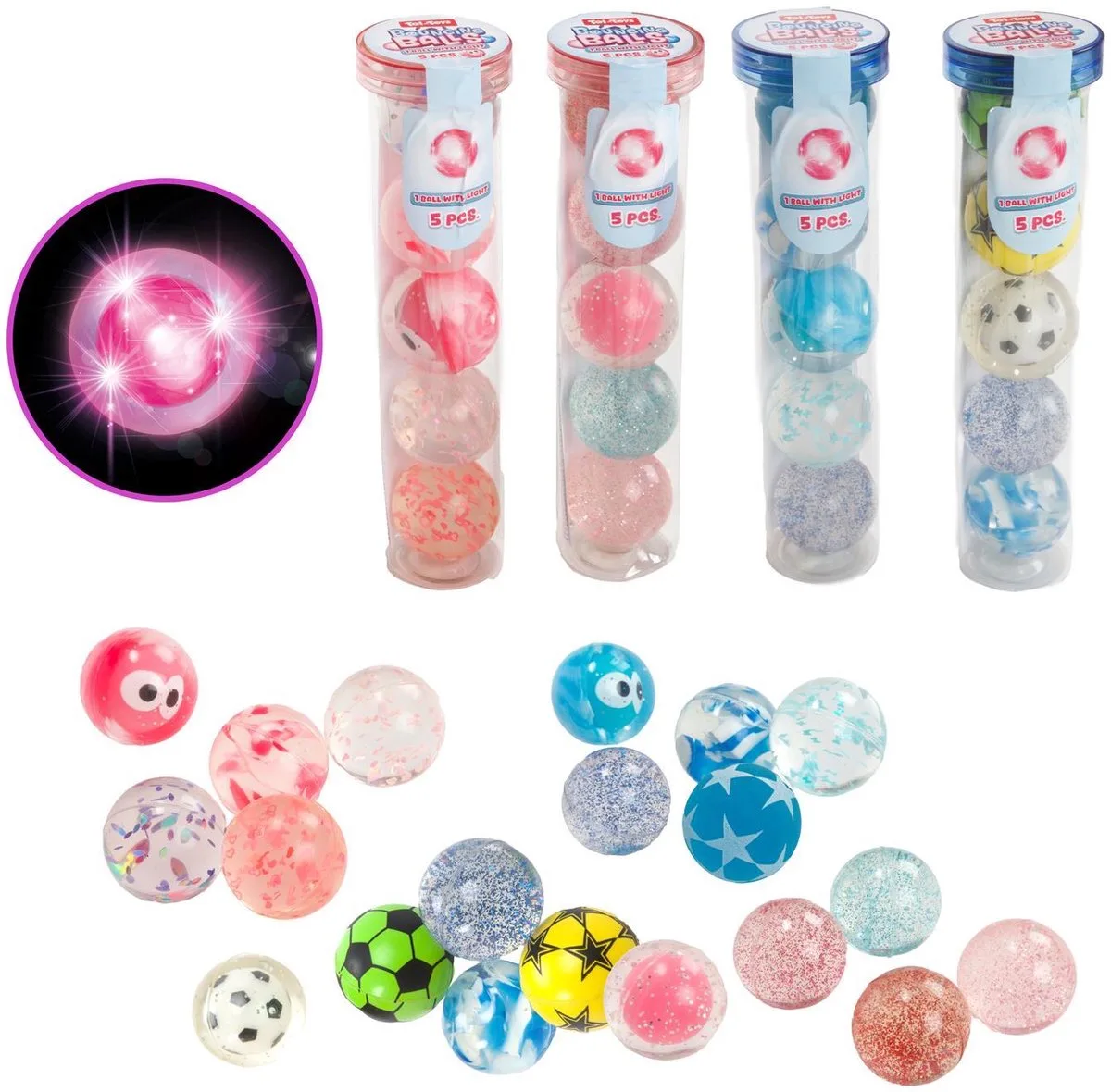 FUN Stuiterballen in koker 5st från Toi-Toys i Flerfärgad – produktbild