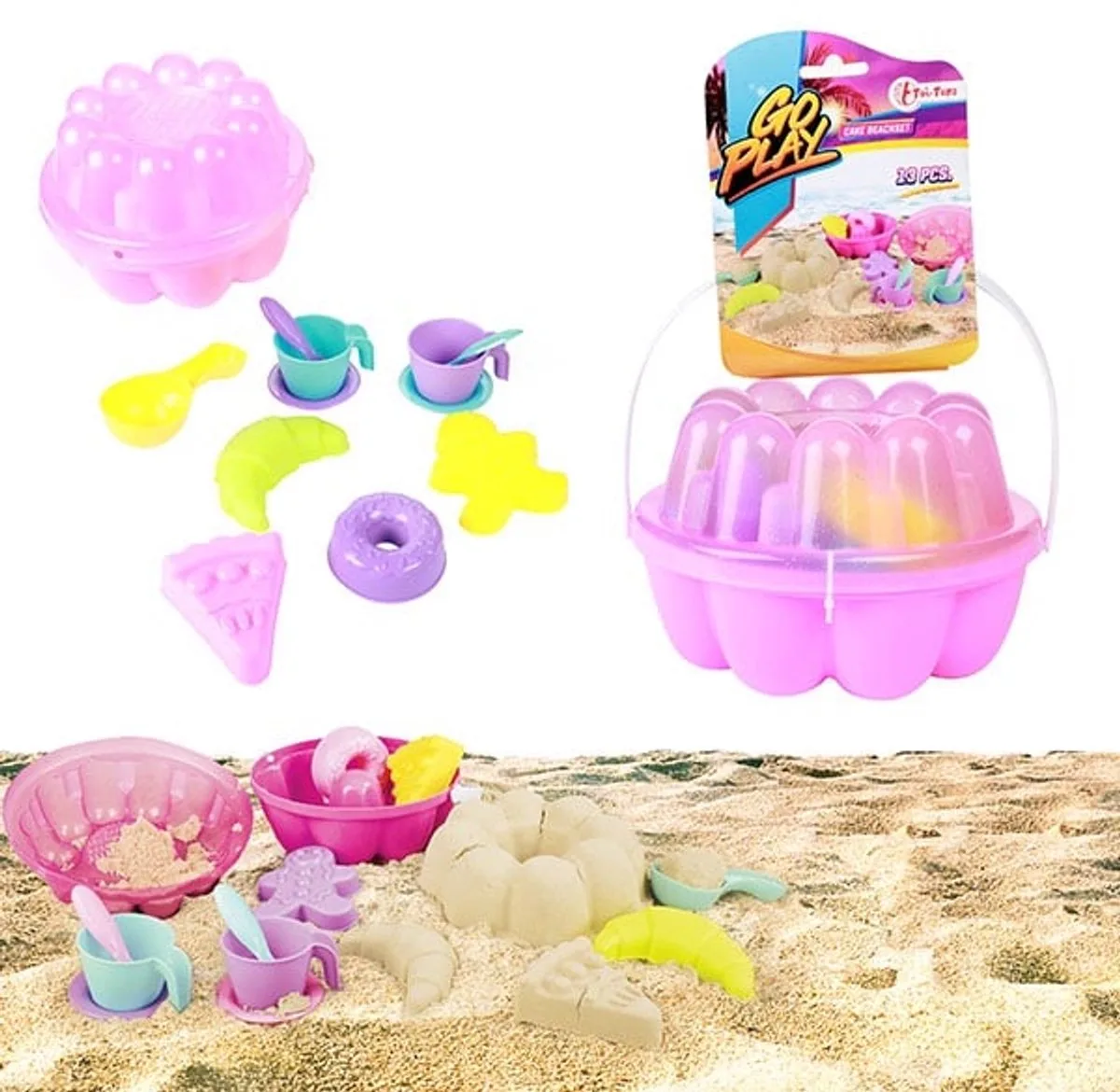 GO PLAY strandset – picknick -cakevorm – 13dlg de Toi-Toys en Rose – photo du produit