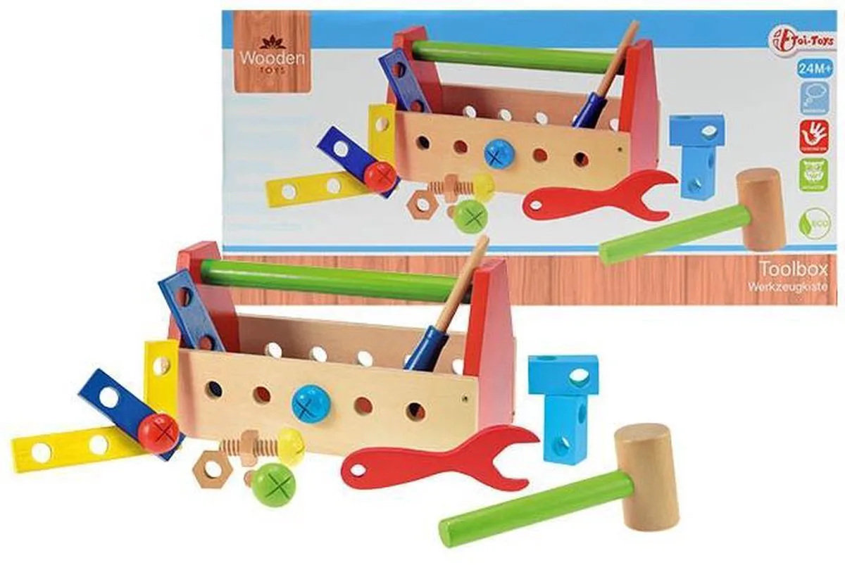 Houten Gereedschapskist 26 Cm 16-delig de Toi-Toys en Multicolore – photo du produit