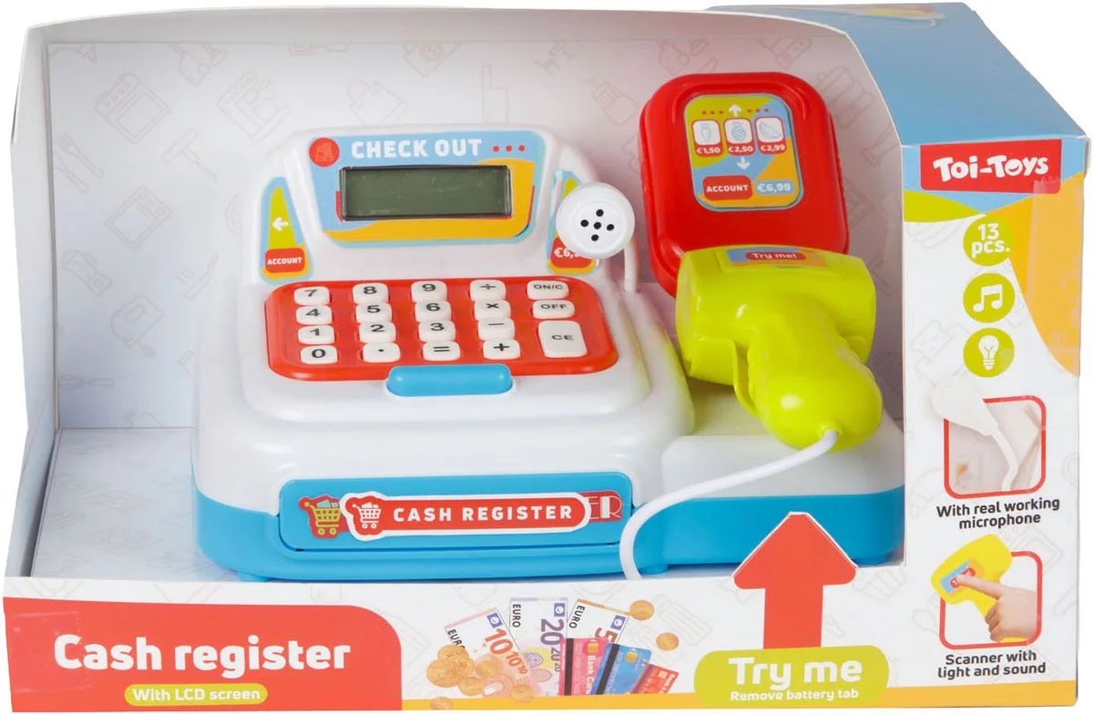 Kassa met Licht en Geluid - incl. Geld + Scanner de Toi-Toys en Multicolore – photo du produit