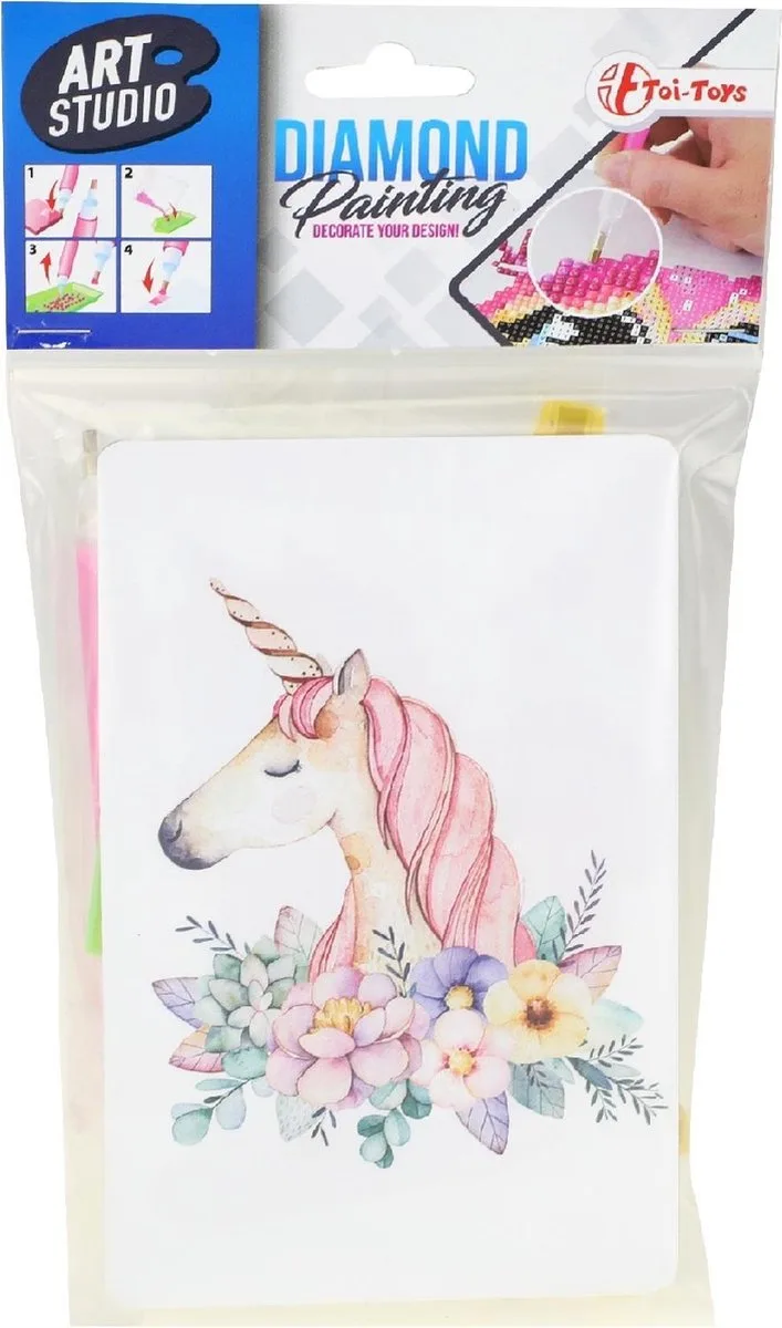 Knutselset Diamond Painting Eenhoorn Bloemen 15 X 10 Cm från Toi-Toys i Flerfärgad – produktbild