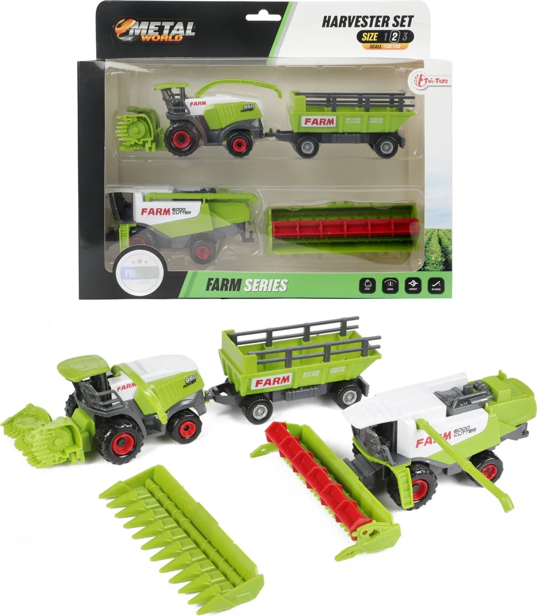 Landbouwmachines met aanhanger - 2 stuks (28097A) von Toi-Toys in Mehrfarbig – Produktfoto
