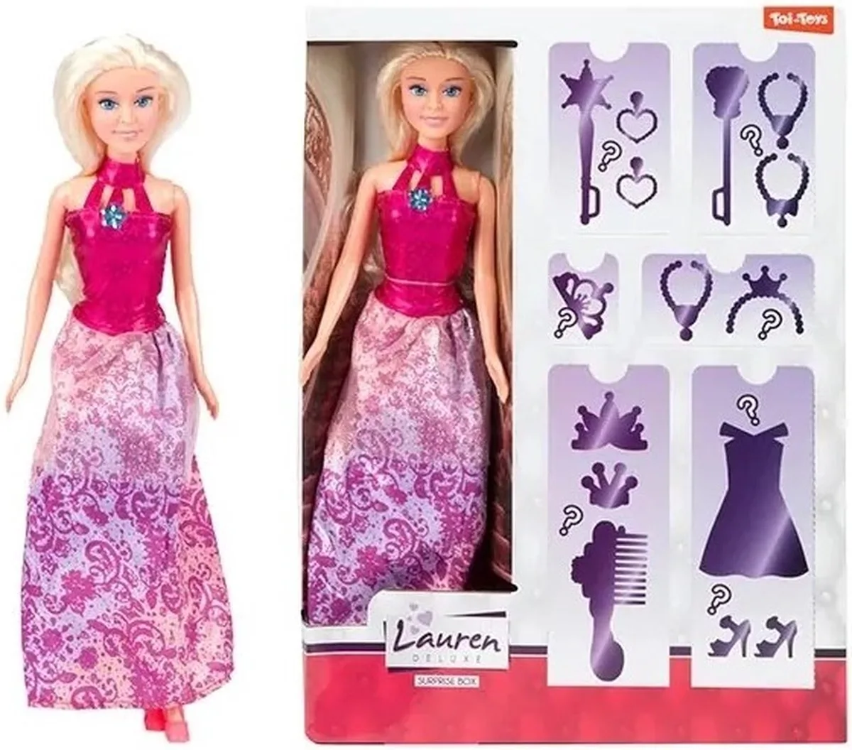 Lauren Tienerpop Blond Haar Jurk Verrassingset de Toi-Toys en Rose – photo du produit
