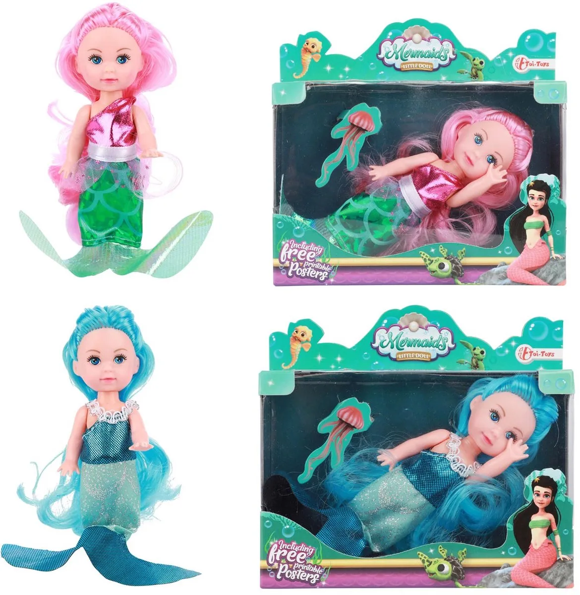 Mermaids Zeemeerminpop Dream Hair, 11cm van Toi-Toys in Meerkleurig – productfoto