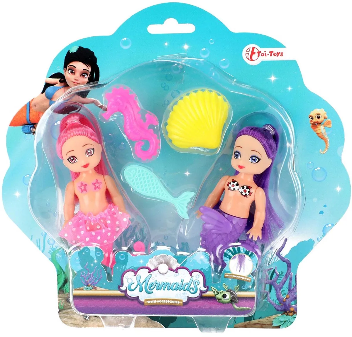 Mermaids Zeemeerminpop met Accessoires, 12cm fra Toi-Toys i Flerfarvet – produktbillede