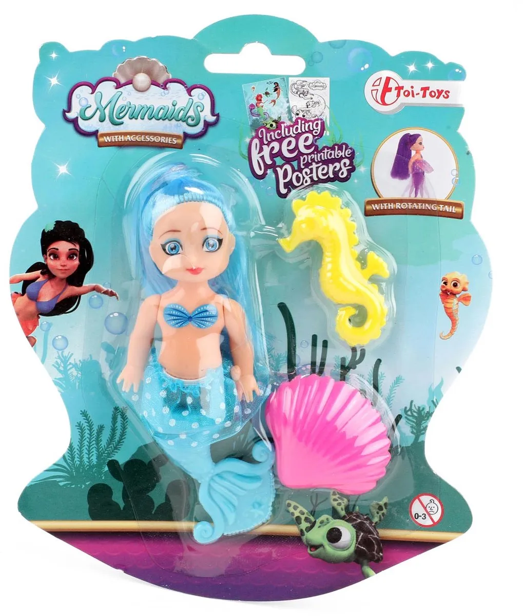 Mermaids Zeemeerminpop met Kammetjes, 12cm fra Toi-Toys i Flerfarvet – produktbillede
