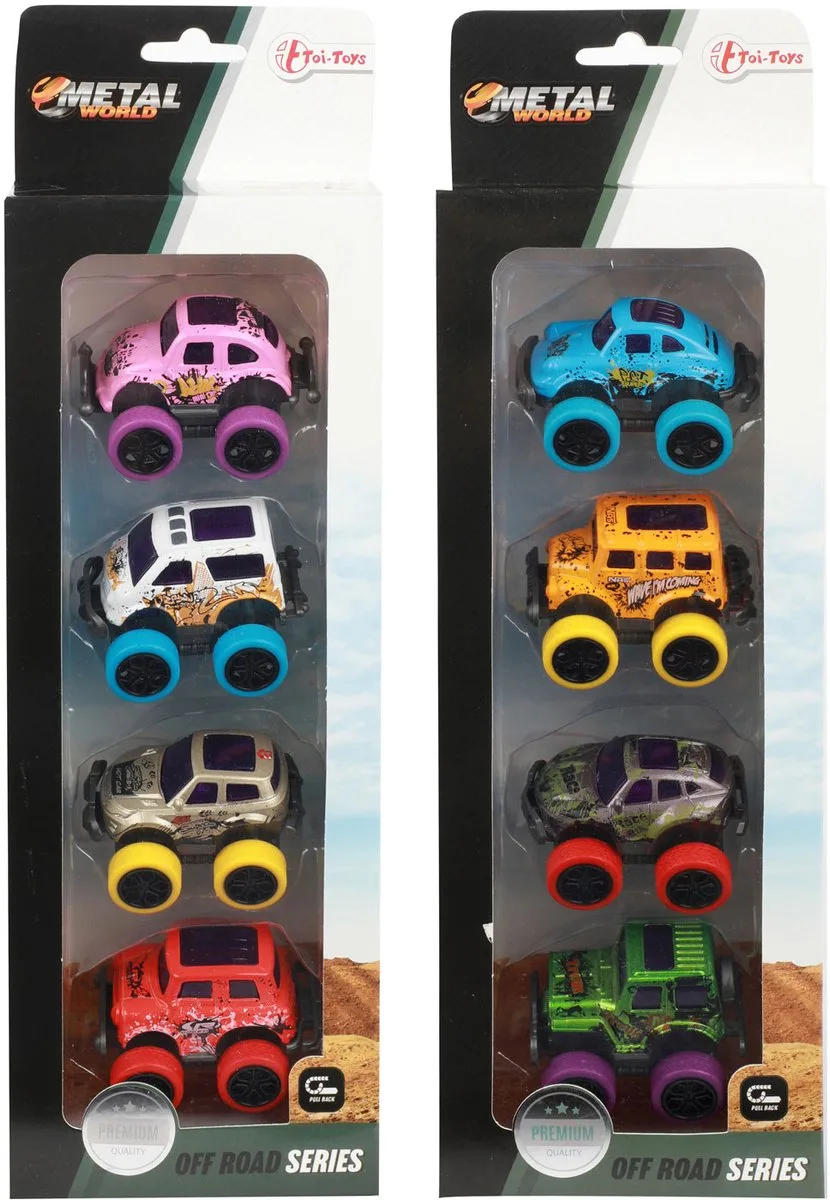 Metal Off Road Auto's, 4st. van Toi-Toys in Meerkleurig – productfoto