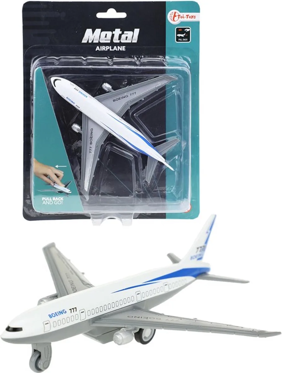 Metal Vliegtuig Pullback 14 X 13 Cm von Toi-Toys in Weiß – Produktfoto