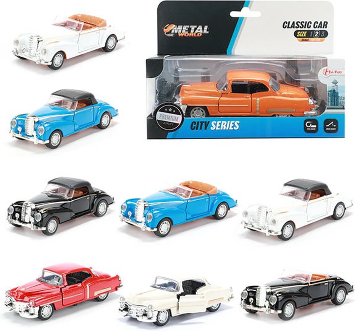 Metalen gegoten auto klassieker 21486Z van Toi-Toys in Meerkleurig – productfoto