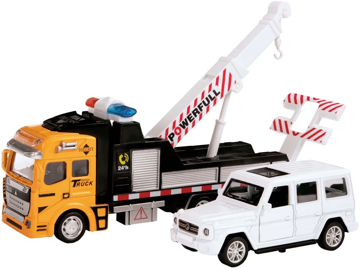 Metalen Takel Sleepwagen met Auto, 2dlg. fra Toi-Toys i Flerfarvet – produktbillede