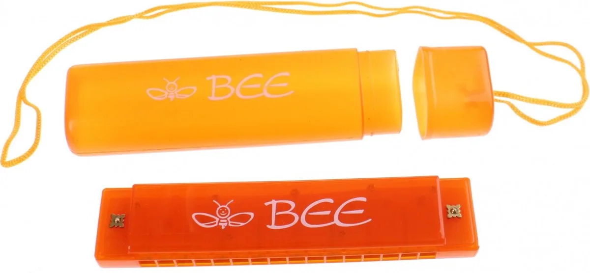 Mondharmonica Bee In Opbergetui 13 Cm van Toi-Toys in Oranje – productfoto