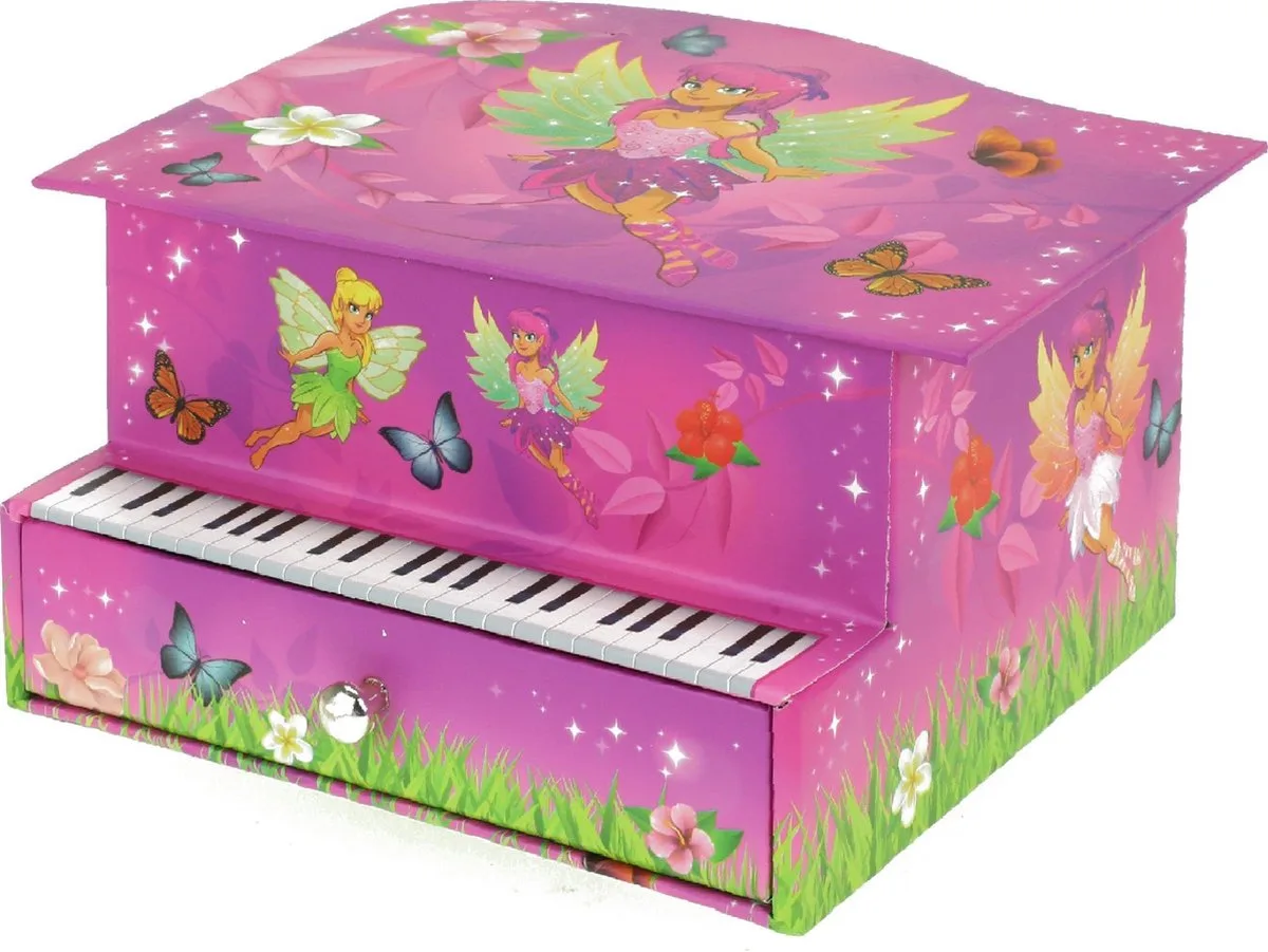 Muziekdoosje - Pianovorm met Elfje von Toi-Toys in Rosa – Produktfoto