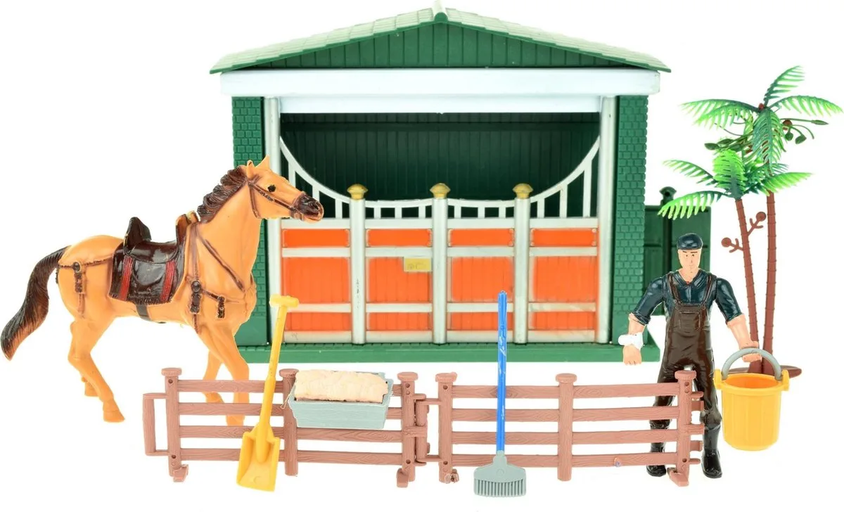 Paardenstal Met Verzorger 10-delig von Toi-Toys in Mehrfarbig – Produktfoto