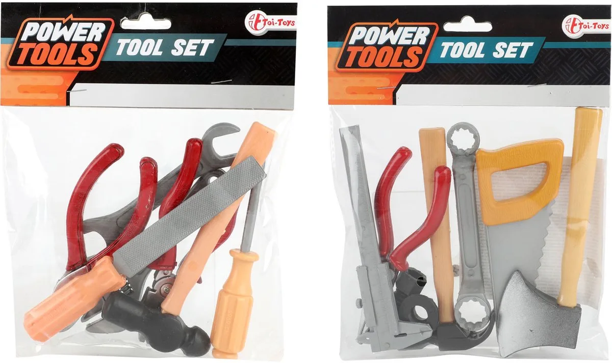 Power Tools Gereedschapset in Zak, 7dlg. de Toi-Toys en Multicolore – photo du produit