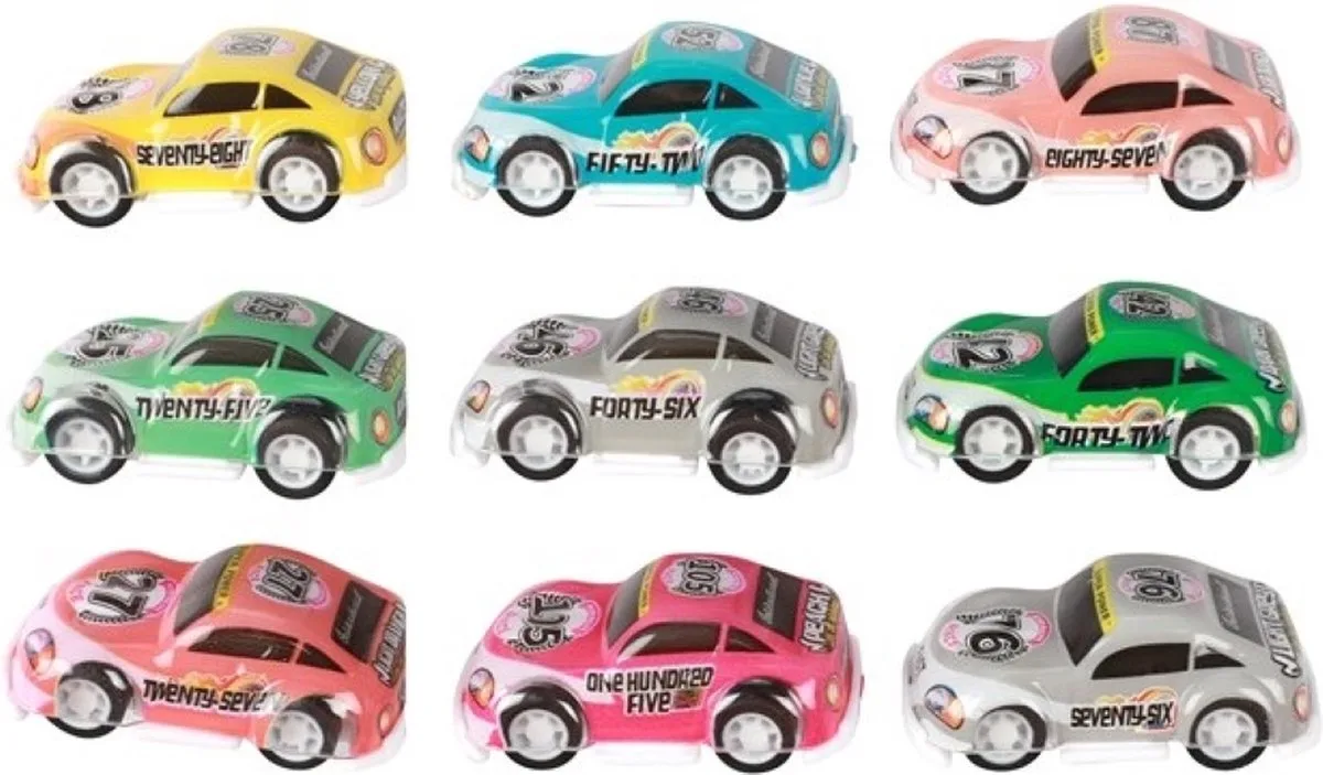 Raceauto's Pull Back 9-delig från Toi-Toys i Flerfärgad – produktbild
