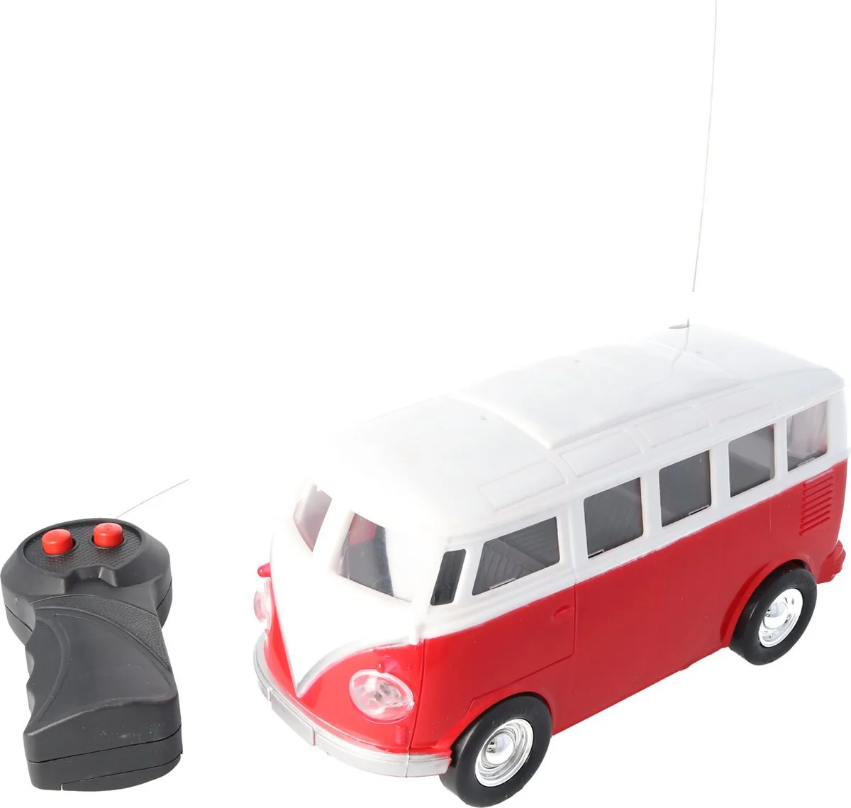 Retro RC bus - 9,5 x 7 x 9 cm - Met licht - Inclusief afstandsbediening fra Toi-Toys i Rød – produktbillede
