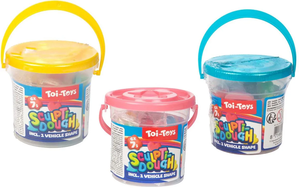 Sculptidough Kleiset met Mal in Emmer - 6 Kleuren Klei - 7dlg. van Toi-Toys in Meerkleurig – productfoto