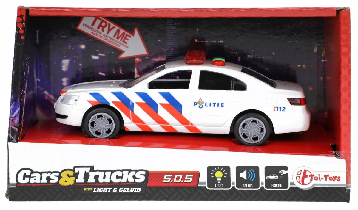 Speelgoed politieauto licht en geluid 5.5 x 16 x 6 cm - hulpdiensten voertuigen från Toi-Toys i Flerfärgad – produktbild