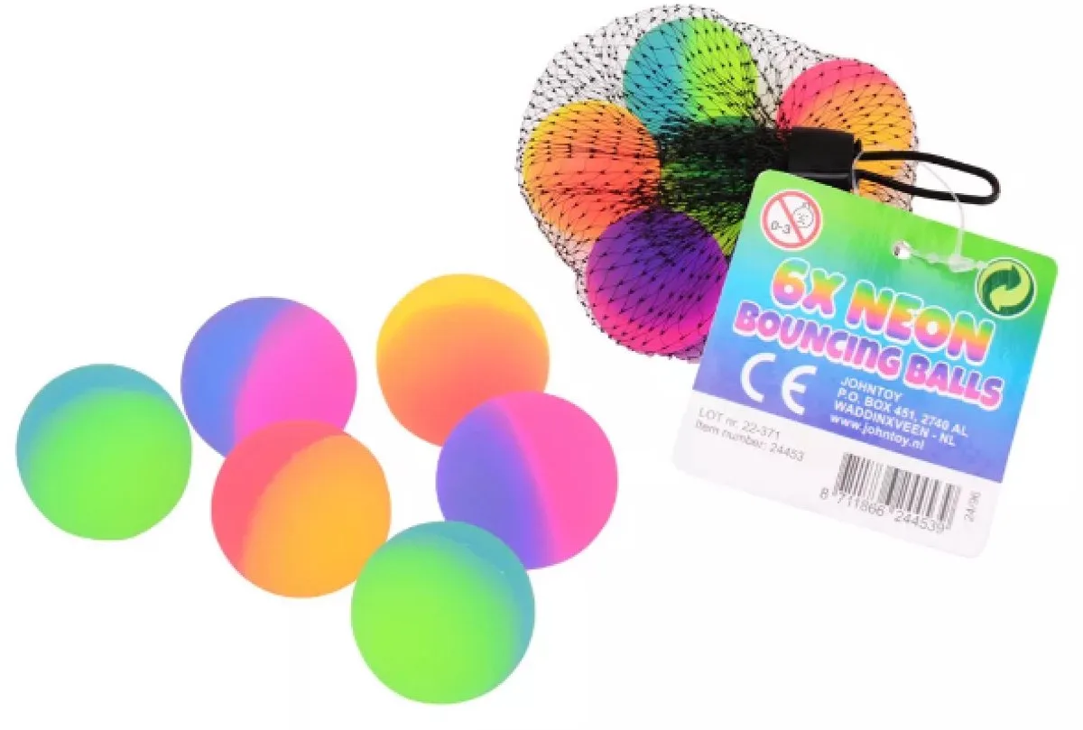 Stuiterbal frosted - 32mm - set van 6 - funcadeau schoencadeau - kerst cadeau tip by Toi-Toys in Regenboog – product photo