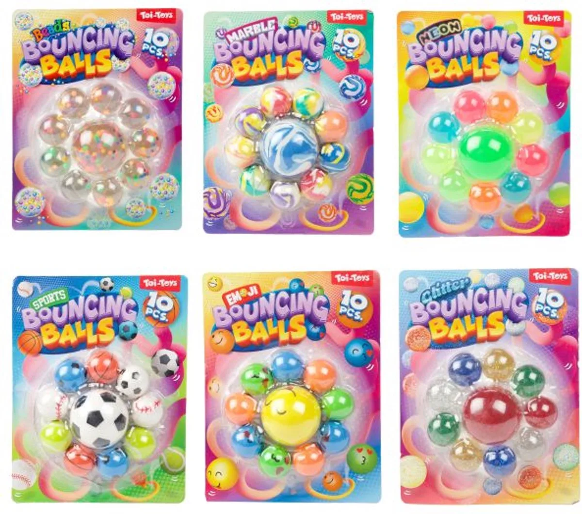 stuiterballen set kleurrijk speelgoed 10 stuks. de Toi-Toys en Multicolore – photo du produit