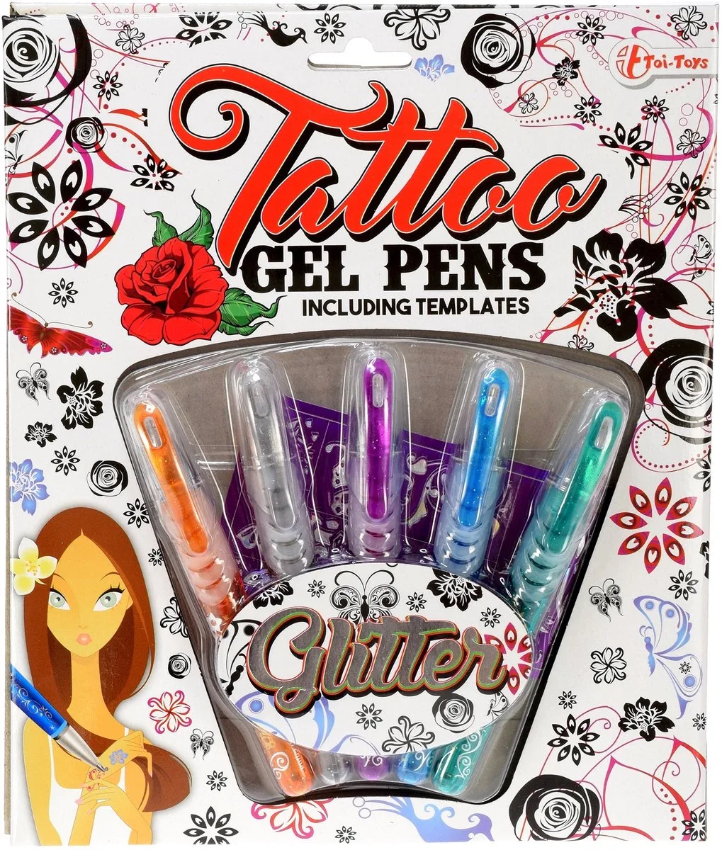 Tattoo Gelpennen 5-delig van Toi-Toys in Meerkleurig – productfoto