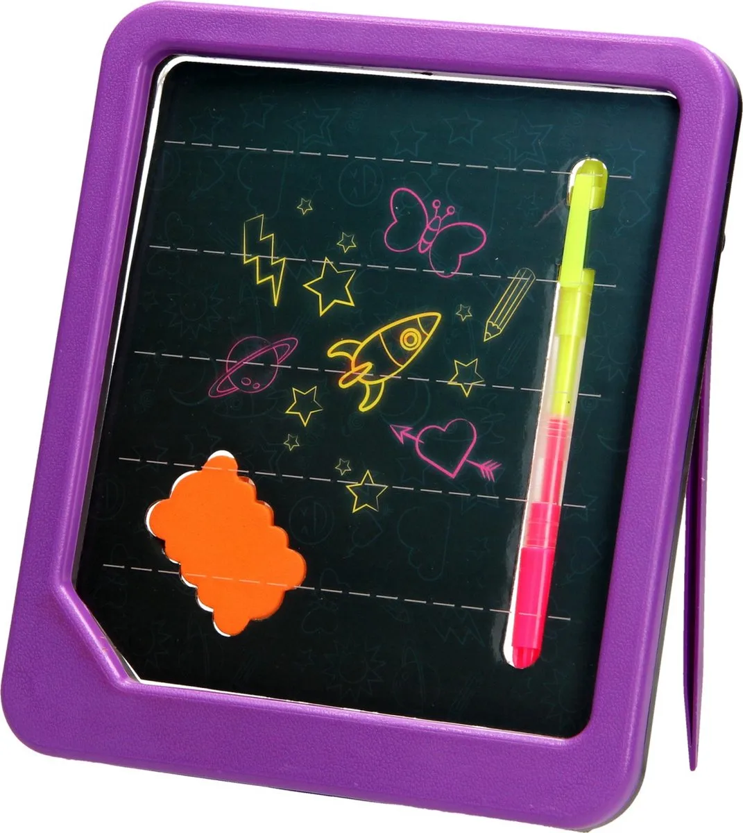 Tekenbord Neon Glow met Stift en Spons by Toi-Toys in Purple – product photo
