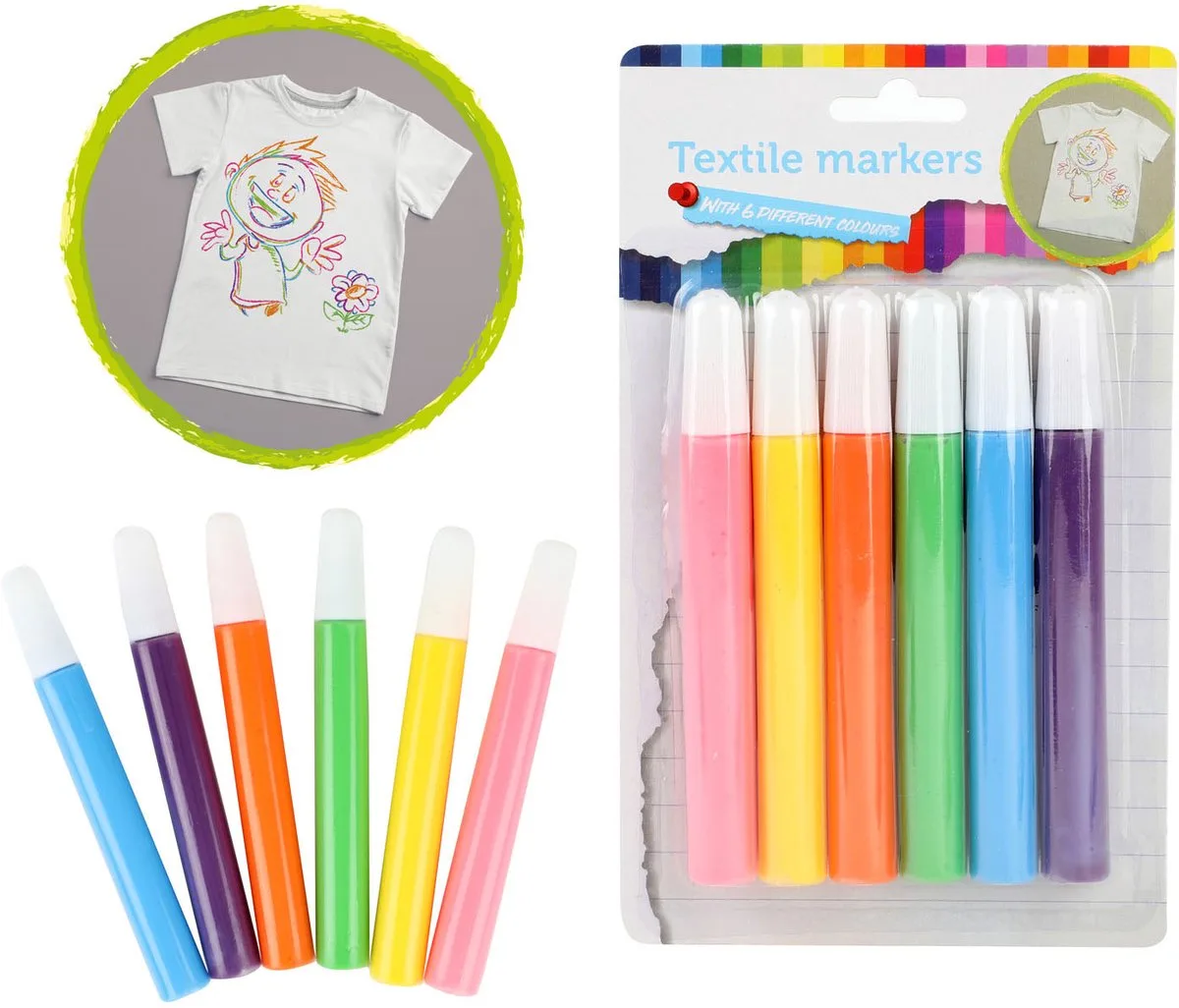 Textielstiften Tropical, 6st. fra Toi-Toys i Verschillende – produktbillede