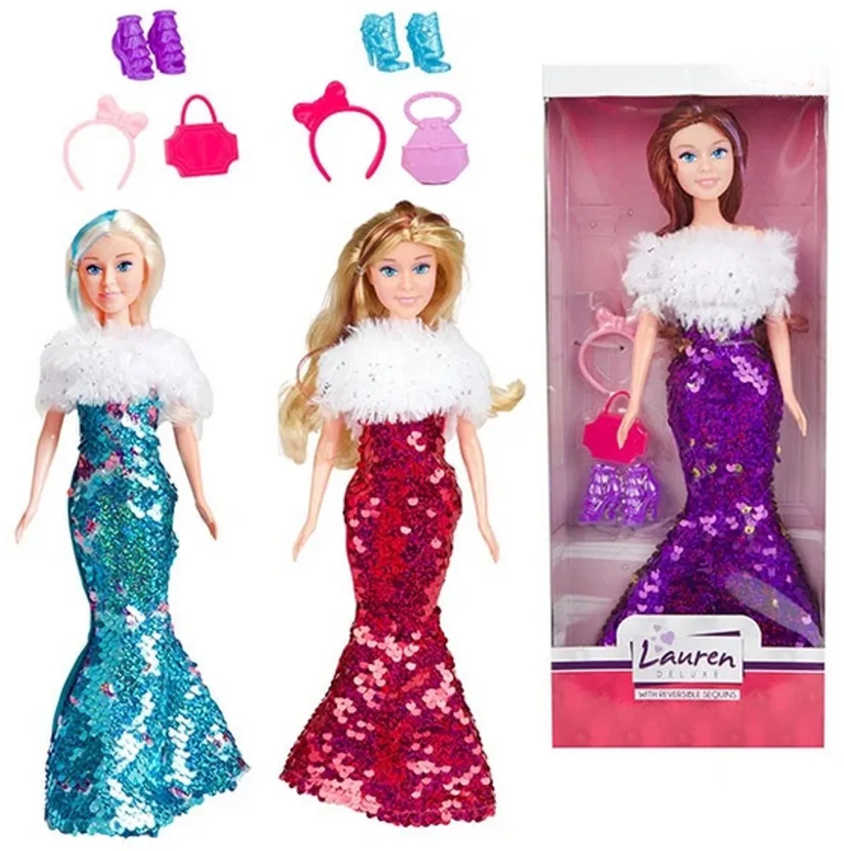 tienerpop gala pailetten - modepop met omkeerbare pailletten. von Toi-Toys in Willekeurig geleverd – Produktfoto