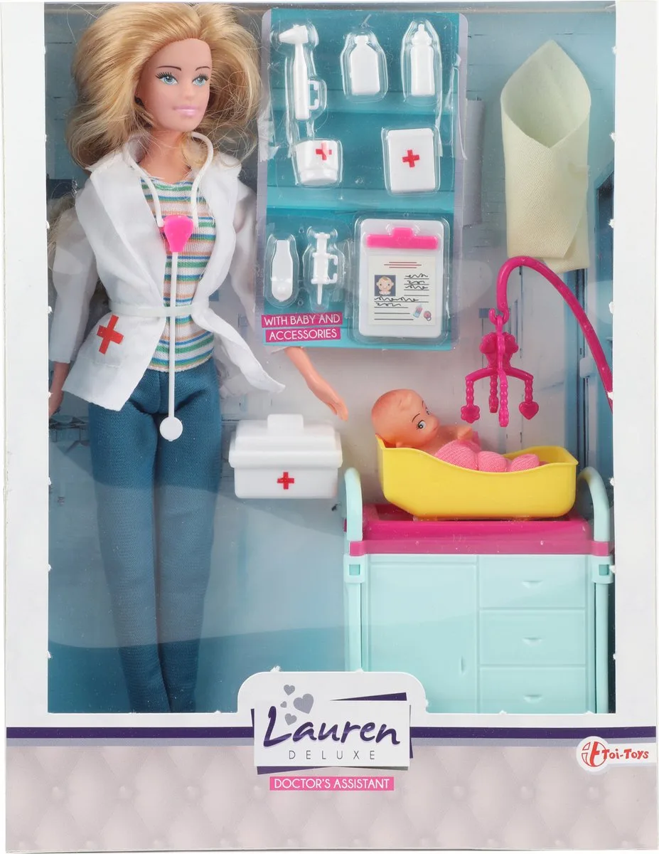 Tienerpop Lauren Deluxe Dokter Meisjes 26 Cm 16-delig van Toi-Toys in Meerkleurig – productfoto