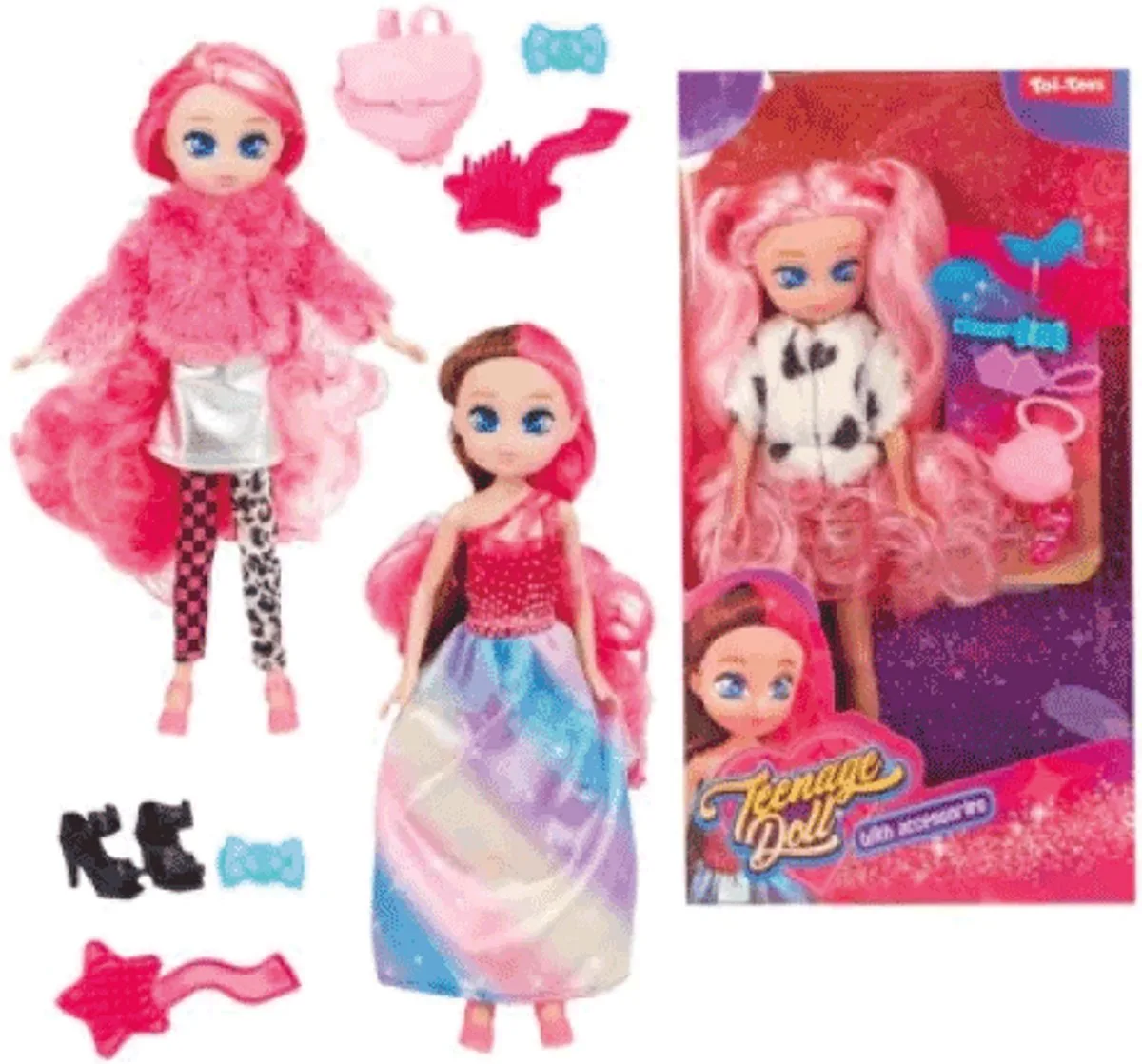 tienerpop poppen curly hair 23 cm speelgoed. van Toi-Toys in Meerkleurig – productfoto
