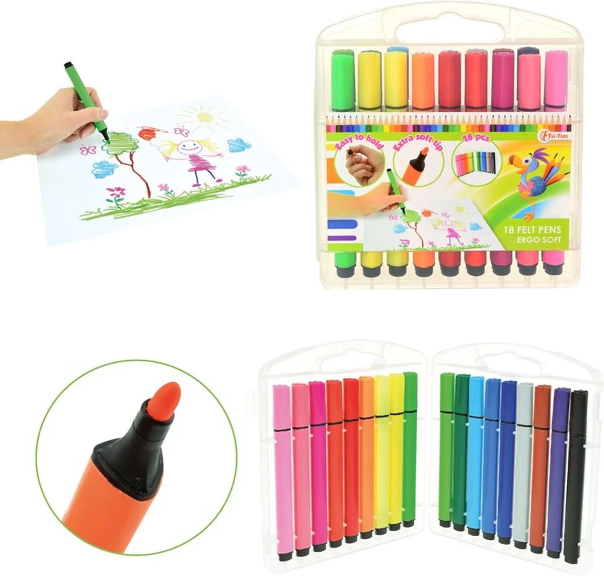 Toi-Toys 18 kleuren viltstiften de Toi-Toys en Multicolore – photo du produit